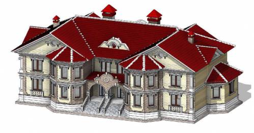 پروژه REVIT خانه ویلایی دوطبقه سبک نئوکلاسیک